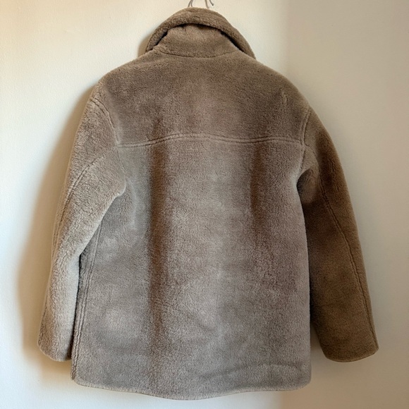 NWT Zara Reversible Double-Faced Coat Women's Taupe Gray Teddy Jacket Size S - Picture 11 of 15